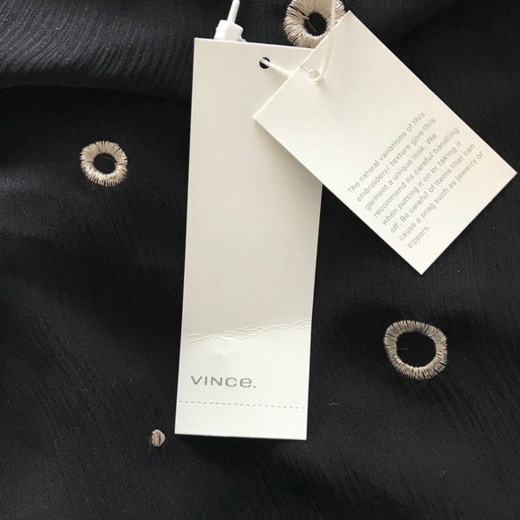 NWT VINCE Black Cami Sz L w Metallic Embroid - Picture 7 of 8